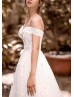 Off Shoulder Ivory Bling Bling Tulle Wedding Dress